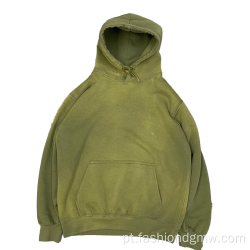 Hoodies de peso pesado masculino Vintage envelhecido com capuz